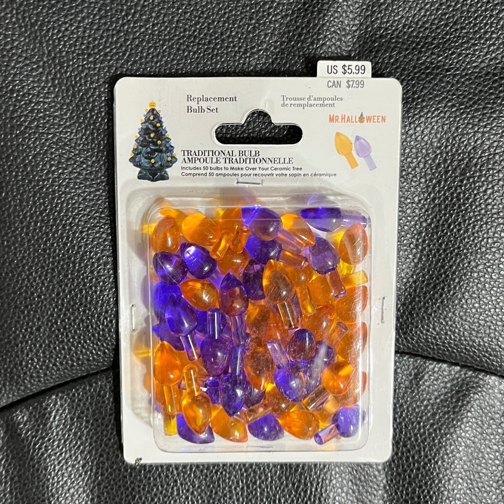 NEW 50-ct Mr Halloween Orange Purple Replacement Bulb Set for ceramic tree